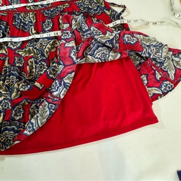 Maurices Dress Red Floral Skater Lined Crinkle Fabric Tie Back Sleeveless Large - Picture 8 of 11